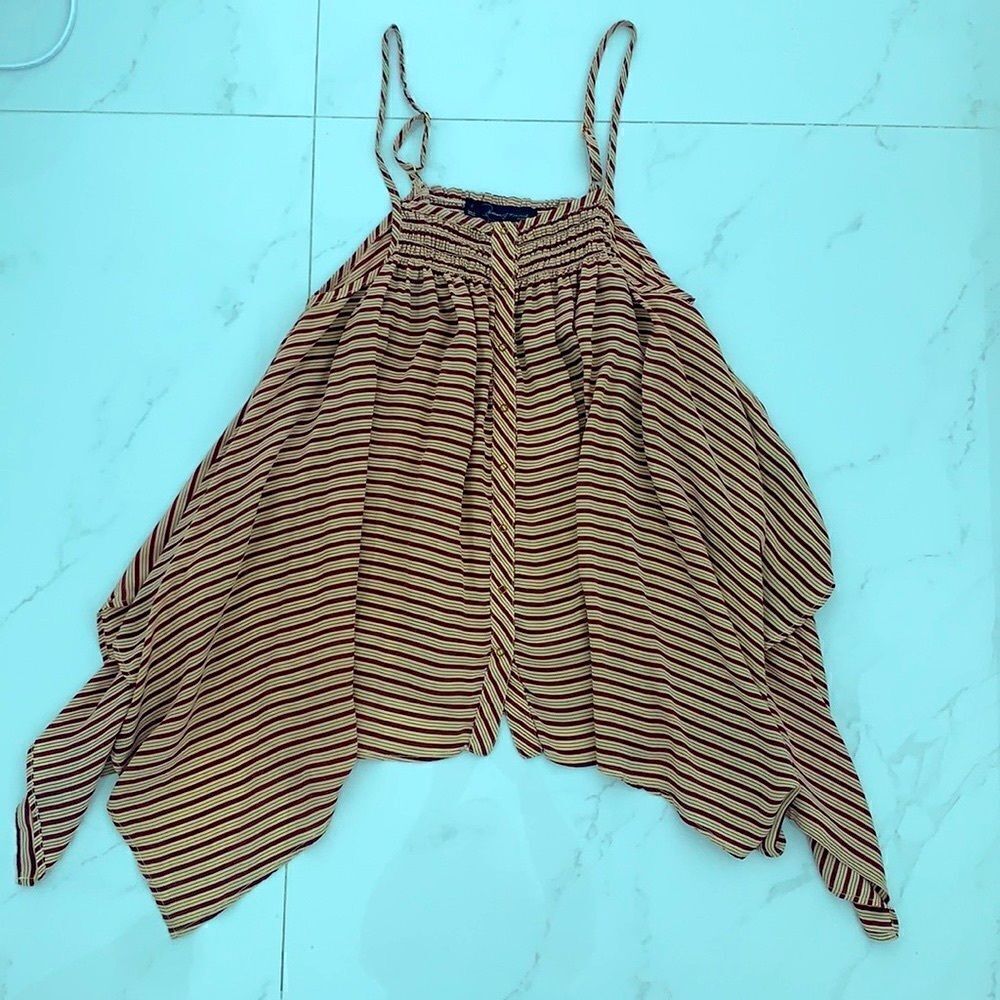 Like New Silky Striped Swing Draped Tank